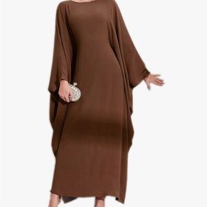Elegant Brown Long Kaftan Dress